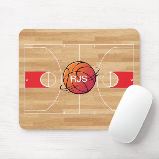 Monogram Basketball op basketbalwedstrijd Muismat (Met muis)