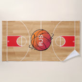 Monogram Basketball voor de Basketball Court Strandlaken (Voorkant)
