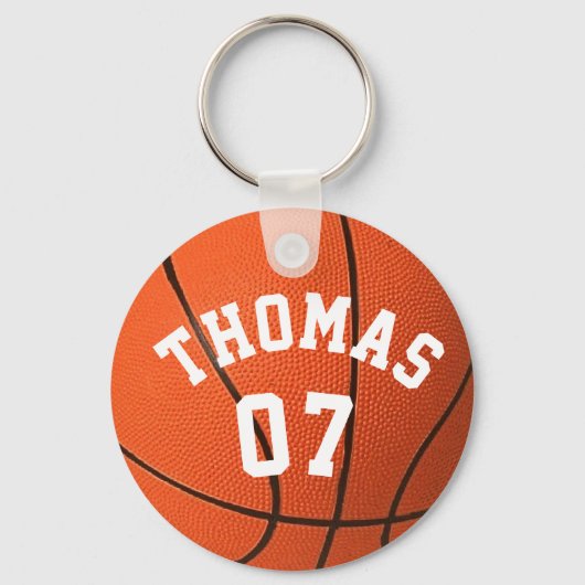 Monogram basketbalnaam en nummer Aanpasbaar Sleutelhanger (Voorkant)