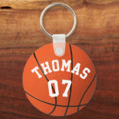Monogram basketbalnaam en nummer Aanpasbaar Sleutelhanger (Voorkant)