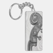 Monogram Bass Headstock in Charcoal Music Sleutelh Sleutelhanger (Voorkant Links)