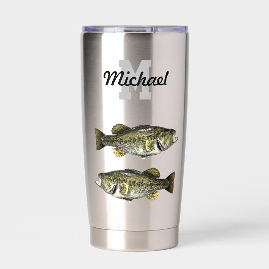 Monogram Bass Vist Cool Sports Largemouth Geïsoleerde Drinkbeker (Voorkant)