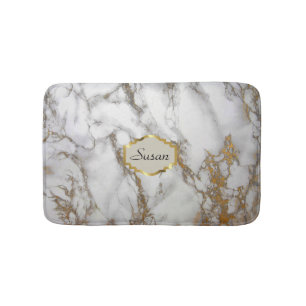 monogram Bath Mat, faux gold, grijs Badmat