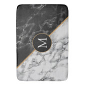 Monogram Bath Mat met zwarte en witte marmer (Voorkant Verticaal)