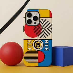 Monogram Bauhaus Retro Geometrische Geschenk met e iPhone 16 Pro Max Hoesje