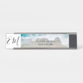 Monogram Beach Blue Green Elegant Professional Bureau Naambordje (Voorkant)