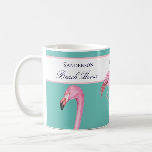 Monogram Beach House Blauwgroen Flamingos marinebl Koffiemok (Links)