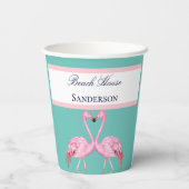 Monogram Beach House Blauwgroen Flamingos marvy bl Papieren Bekers (Achterkant)