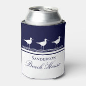 Monogram Beach house marine blue Sandpipers Blikjeskoeler (Blikje Voorkant)