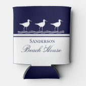 Monogram Beach house marine blue Sandpipers Blikjeskoeler (Voorkant)