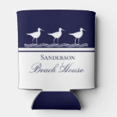 Monogram Beach house marine blue Sandpipers Blikjeskoeler (Achterkant)