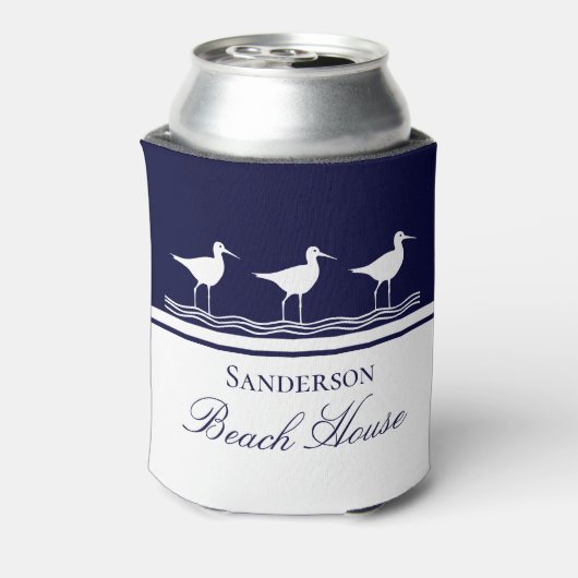 Monogram Beach house marine blue Sandpipers Blikjeskoeler (Blikje Achterkant)