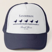 Monogram Beach house marine blue Sandpipers Trucker Pet (Voorkant)
