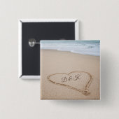 Monogram | Beach Love I Vierkante Button 5,1 Cm (Voorkant /achterkant)