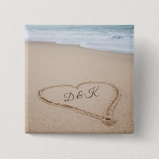 Monogram | Beach Love I Vierkante Button 5,1 Cm (Voorkant)