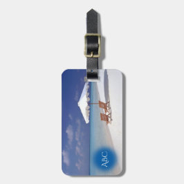 Monogram Beach Scene Bagagelabel