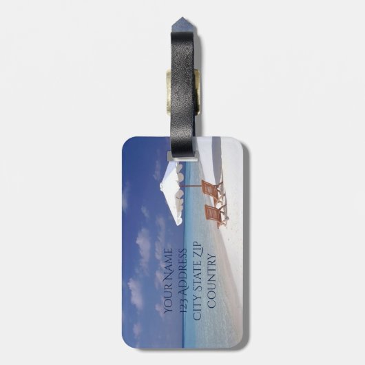 Monogram Beach Scene Bagagelabel (Achterkant verticaal)