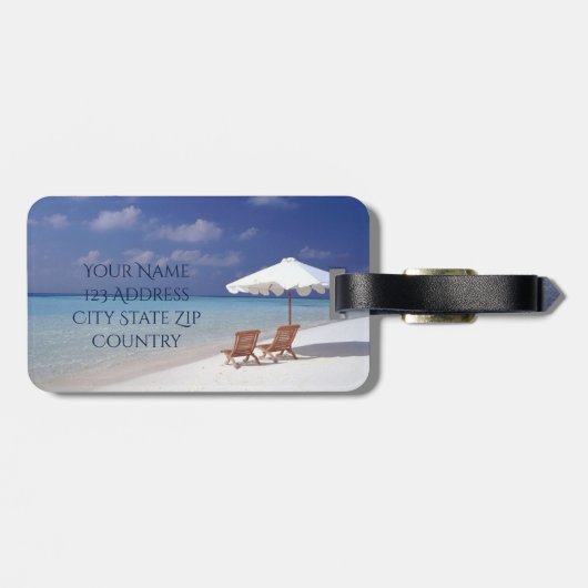 Monogram Beach Scene Bagagelabel (Achterkant horizontaal)