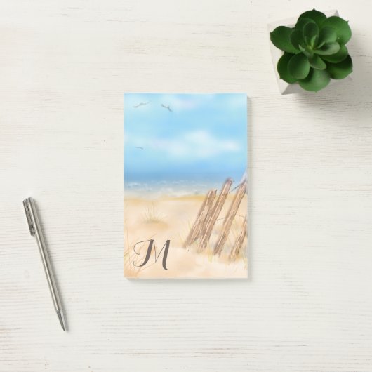 Monogram Beach Scene | Je past je aan Post-it® Notes (Kantoor)