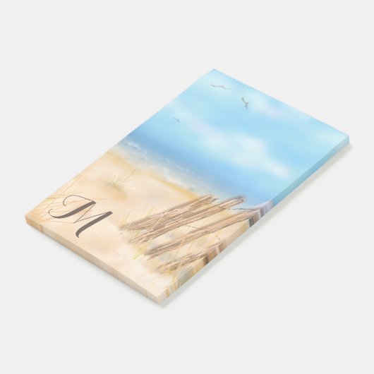 Monogram Beach Scene | Je past je aan Post-it® Notes (Schuin)