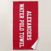Monogram Beach Water Polo Swim Team Red Towel Strandlaken (Voorkant)