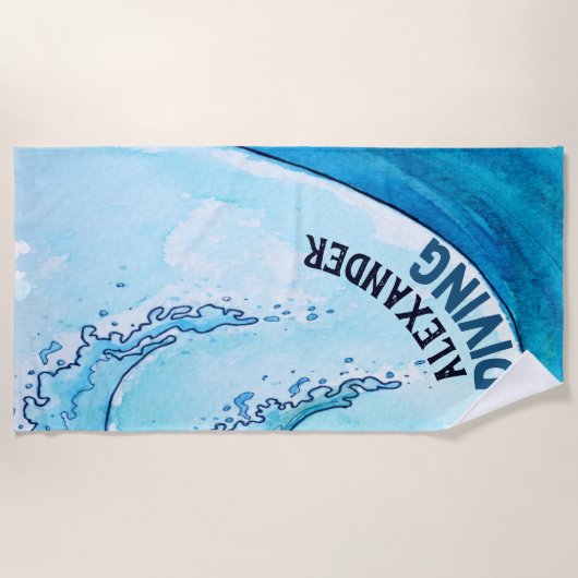 Monogram Beach Wave Swim Dive Team Sports Strandlaken (Voorkant)