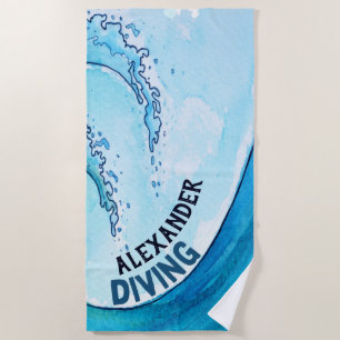 Monogram Beach Wave Swim Dive Team Sports Strandlaken