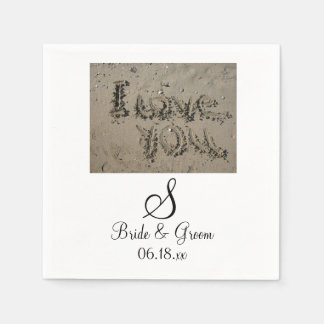 Monogram Beach Weddenschap Bride Groom Names Date  Servet