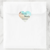 Monogram Beach Weddenschap Sticker met bruiloft Ri (Tas)