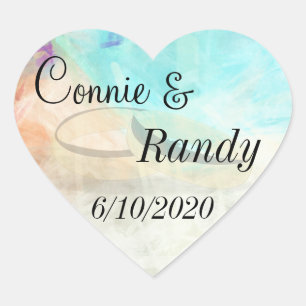 Monogram Beach Weddenschap Sticker met bruiloft Ri