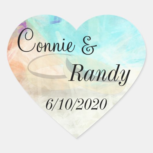 Monogram Beach Weddenschap Sticker met bruiloft Ri (Voorkant)