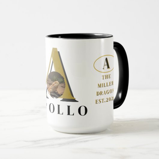 Monogram Bearded Dragon Custom Photo Mug Mok (Voorkant rechts)
