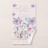 Monogram beautiful watercolor floral pink pastel bad handdoek (Handdoek)