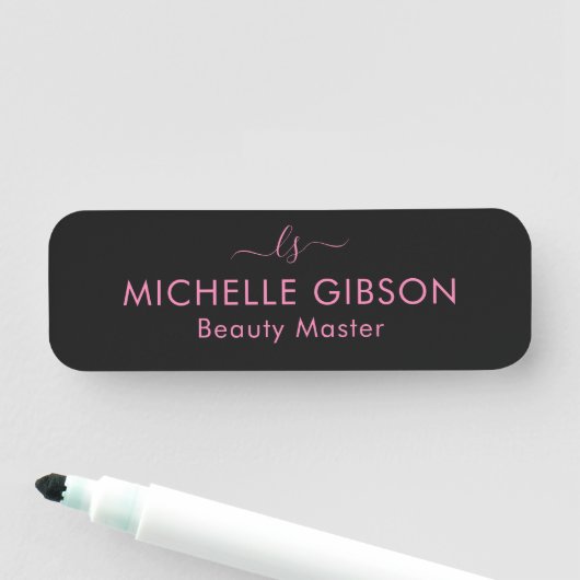 Monogram Beauty Professional Studio Roze Zwart Naamplaatje (In situ)