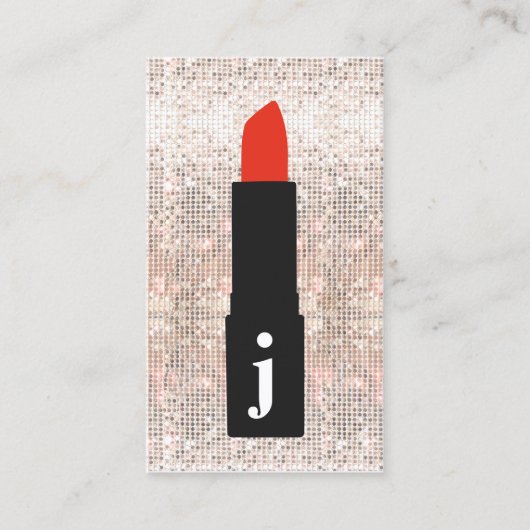 Monogram Beauty Sequin Cute Makeup Artist Lipstick Visitekaartje (Voorkant)