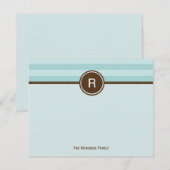 Monogram bedankkaart - Blauwe strepen (Voorkant / Achterkant)