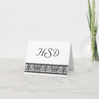 Monogram bedankkaart notitiekaartje