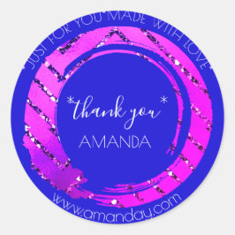 Monogram Bedankt Web Boutique Shop Roze Blauw Ronde Sticker