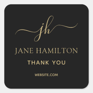 Monogram Bedankt Zakelijk Logo Vierkant Sticker