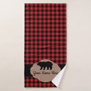 Monogram Beer van Buffalo Plays Red en Black Cabin Bad Handdoek