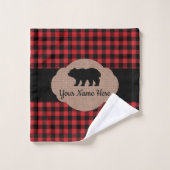 Monogram Beer van Buffalo Plays Red en Black Cabin Bad Handdoek (Wasdoekje)