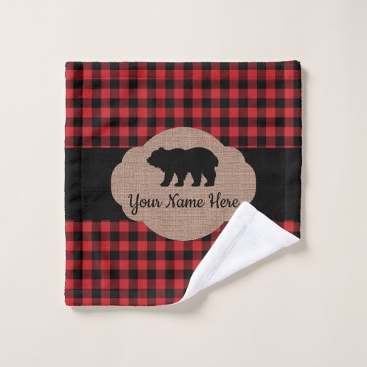 Monogram Beer van Buffalo Plays Red en Black Cabin Bad Handdoek (Wasdoekje)