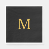 Monogram Beginletter Aangepaste Naam Goud Zwart El Servet (Voorkant)