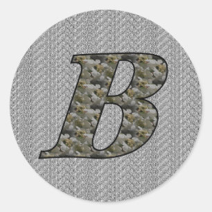 Monogram Beginletter B Hortensia Bloemen Ronde Sticker