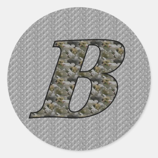 Monogram Beginletter B Hortensia Bloemen Ronde Sticker (Voorkant)