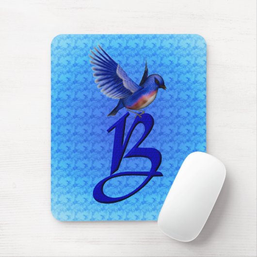 Monogram Beginletter B met Blauwe Vogel Muismat (Met muis)