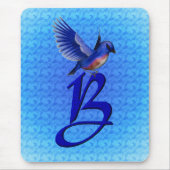 Monogram Beginletter B met Blauwe Vogel Muismat (Voorkant)