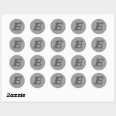 Monogram Beginletter E Hortensia Bloemen Ronde Sticker (Vel)