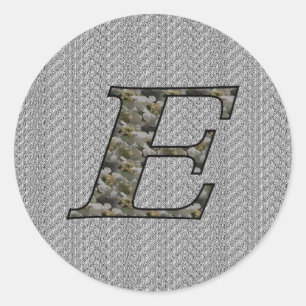 Monogram Beginletter E Hortensia Bloemen Ronde Sticker