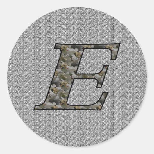 Monogram Beginletter E Hortensia Bloemen Ronde Sticker (Voorkant)
